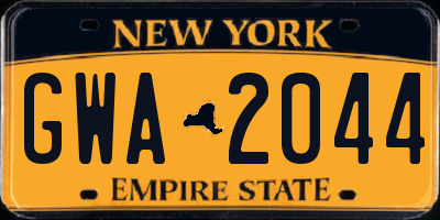 NY license plate GWA2044