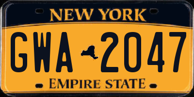 NY license plate GWA2047
