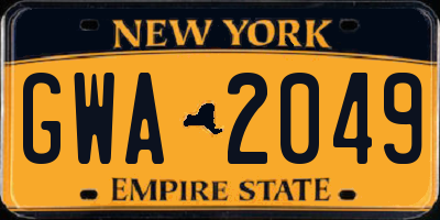 NY license plate GWA2049