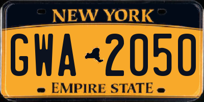 NY license plate GWA2050