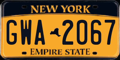 NY license plate GWA2067