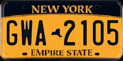 NY license plate GWA2105