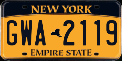 NY license plate GWA2119