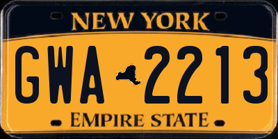 NY license plate GWA2213