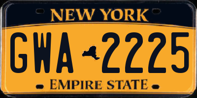 NY license plate GWA2225