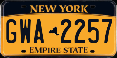 NY license plate GWA2257
