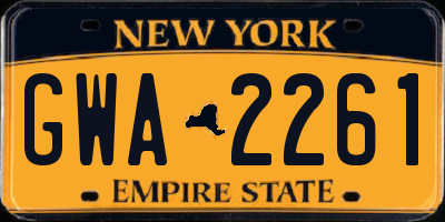 NY license plate GWA2261