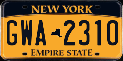 NY license plate GWA2310
