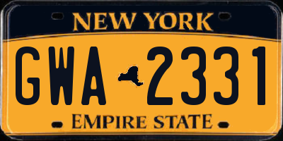NY license plate GWA2331