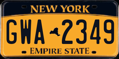 NY license plate GWA2349
