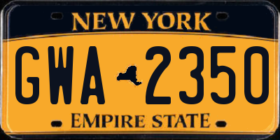 NY license plate GWA2350