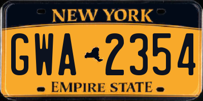 NY license plate GWA2354