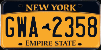 NY license plate GWA2358