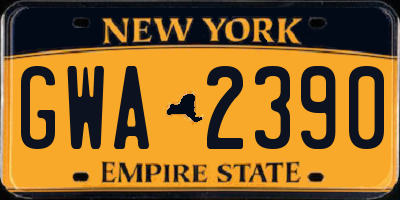 NY license plate GWA2390