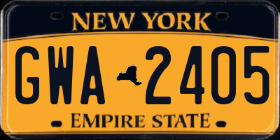 NY license plate GWA2405