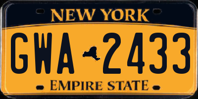 NY license plate GWA2433