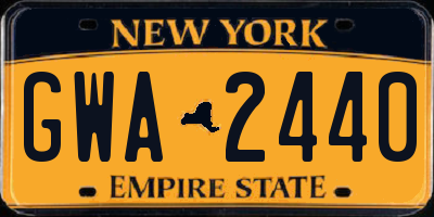 NY license plate GWA2440