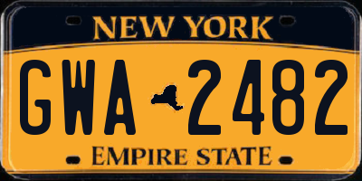 NY license plate GWA2482
