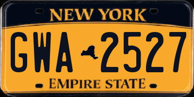 NY license plate GWA2527