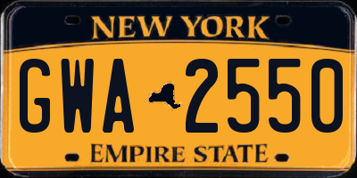 NY license plate GWA2550