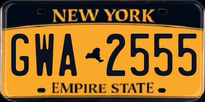 NY license plate GWA2555