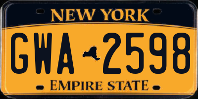 NY license plate GWA2598