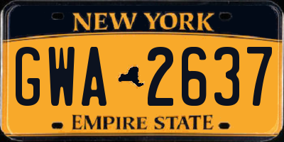 NY license plate GWA2637