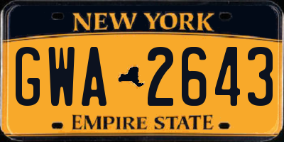 NY license plate GWA2643