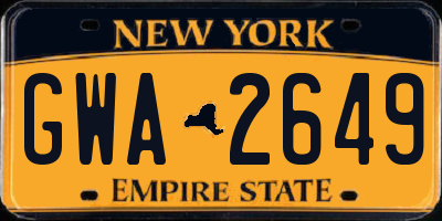 NY license plate GWA2649
