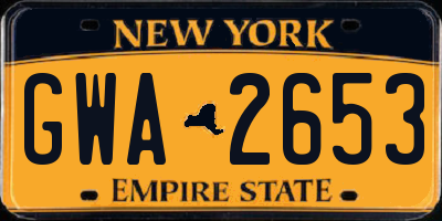 NY license plate GWA2653