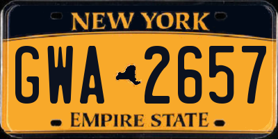 NY license plate GWA2657