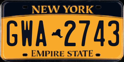NY license plate GWA2743