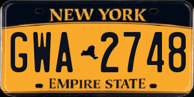 NY license plate GWA2748