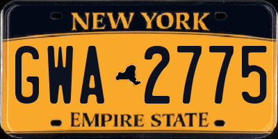 NY license plate GWA2775