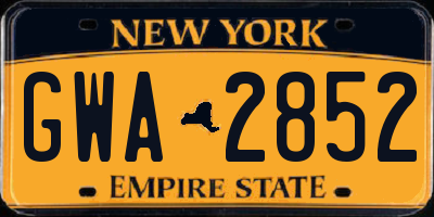 NY license plate GWA2852