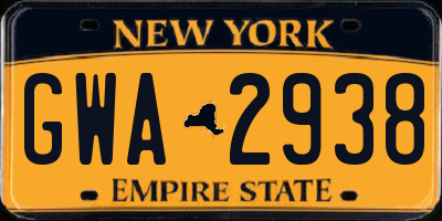 NY license plate GWA2938