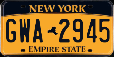 NY license plate GWA2945