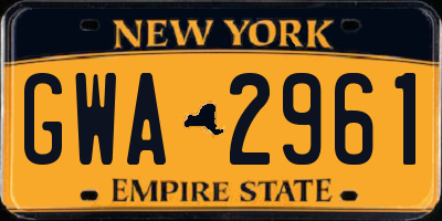 NY license plate GWA2961