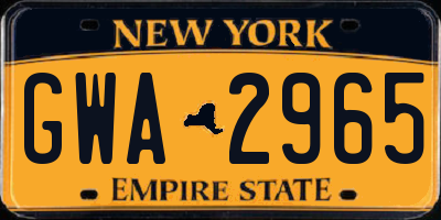 NY license plate GWA2965