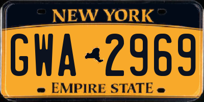 NY license plate GWA2969