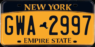 NY license plate GWA2997