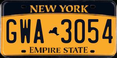 NY license plate GWA3054