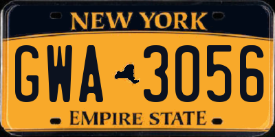 NY license plate GWA3056