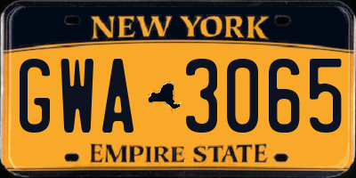 NY license plate GWA3065