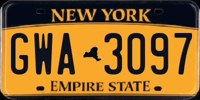 NY license plate GWA3097