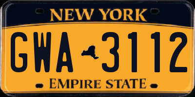 NY license plate GWA3112