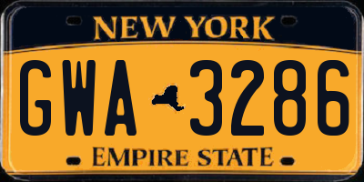 NY license plate GWA3286