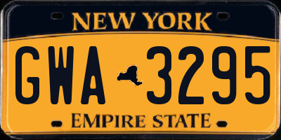 NY license plate GWA3295