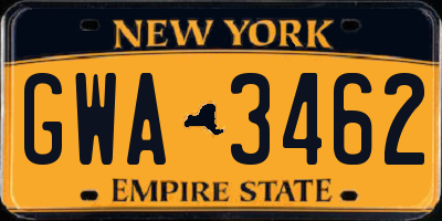 NY license plate GWA3462