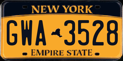NY license plate GWA3528
